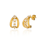 Diamond Bridge Hoops in gold on white
