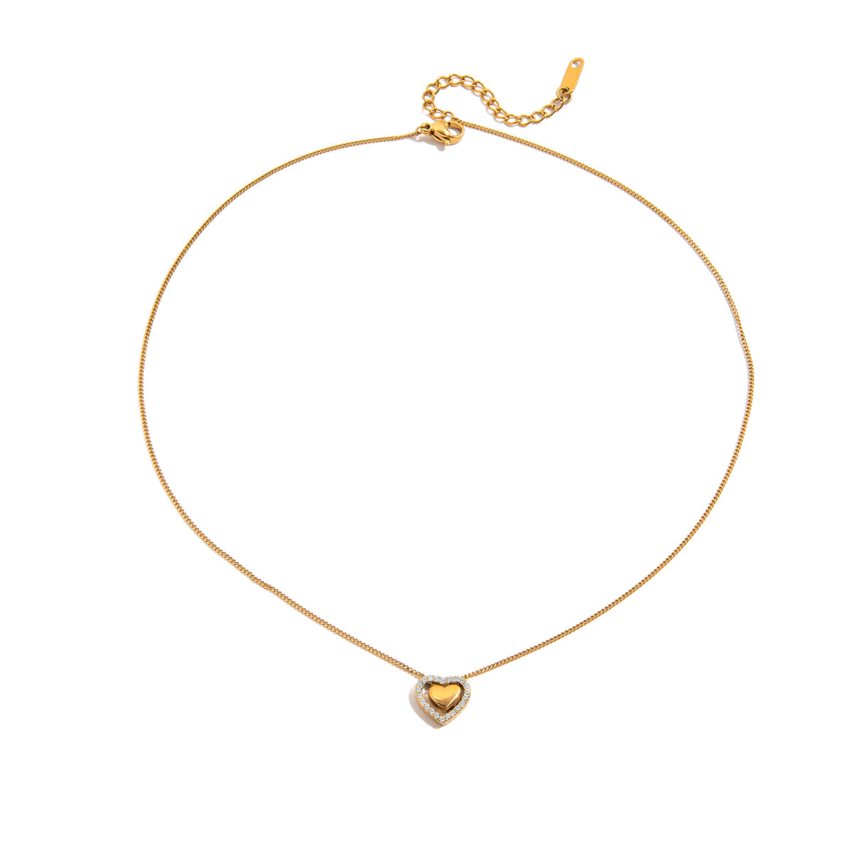 Diamond Heart Chain in gold on white