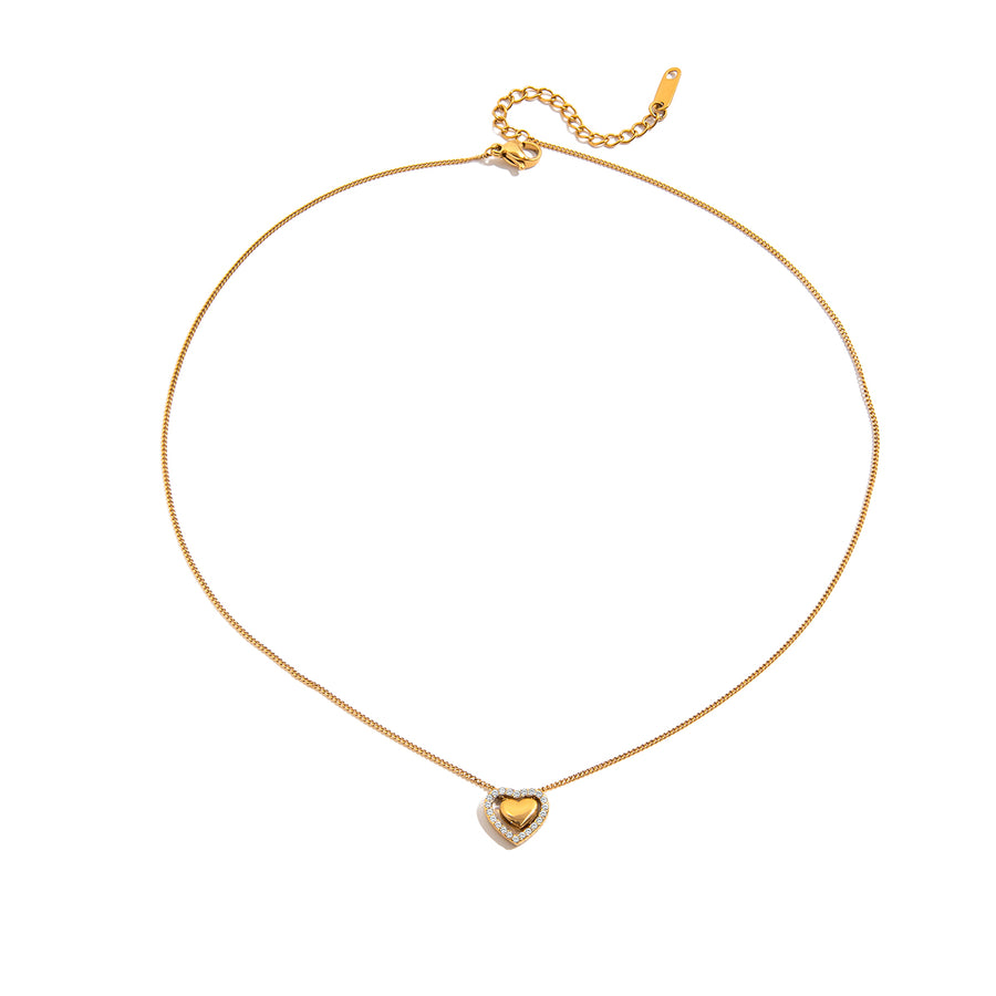 Diamond Heart Chain in gold on white