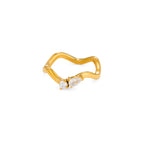 Diamond Wave Ring in gold on white