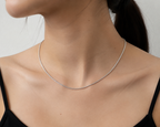 Ruffled Chain in Silver, close-up on skin
