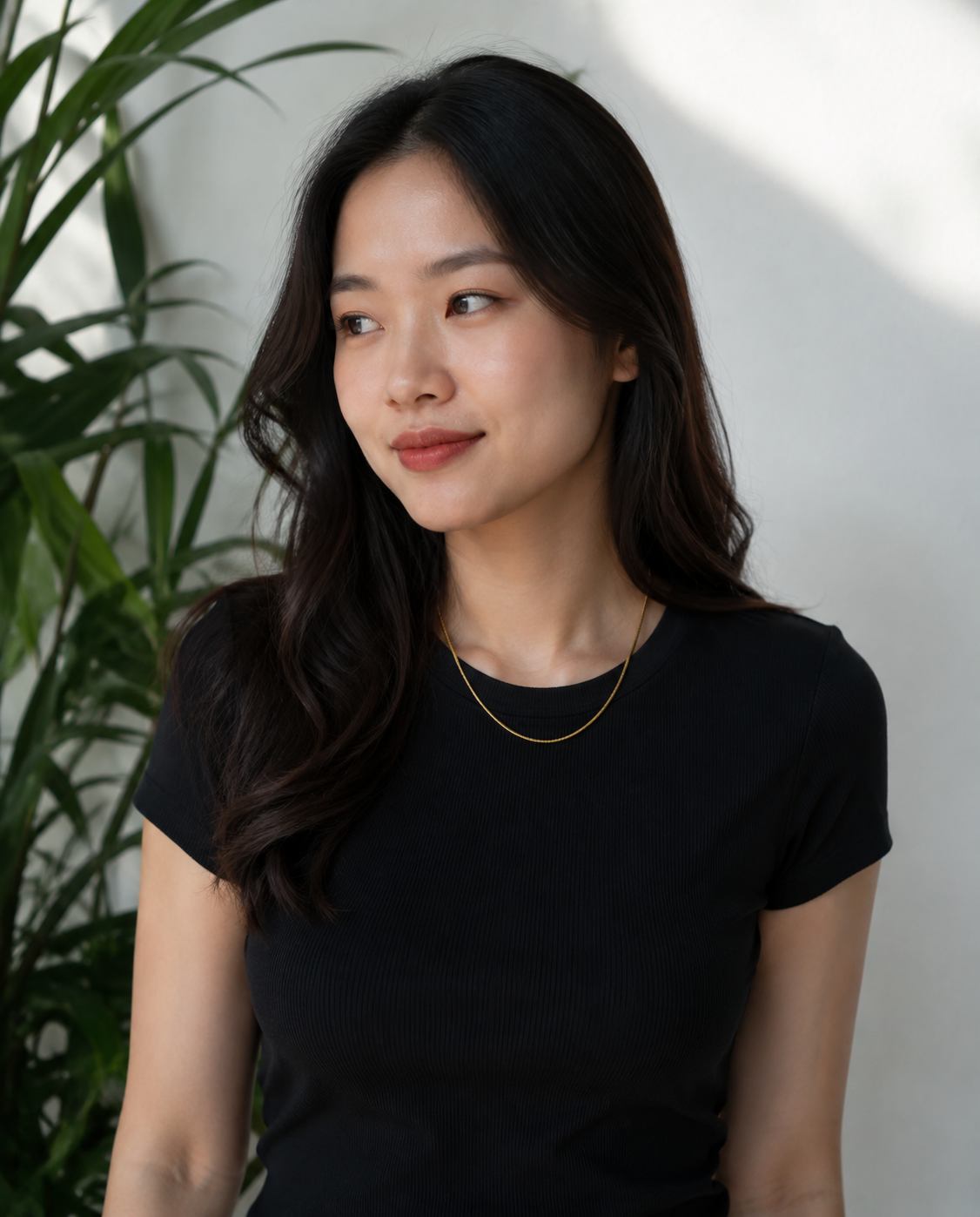 Micro Flat Chain in Gold, wider lifestyle view