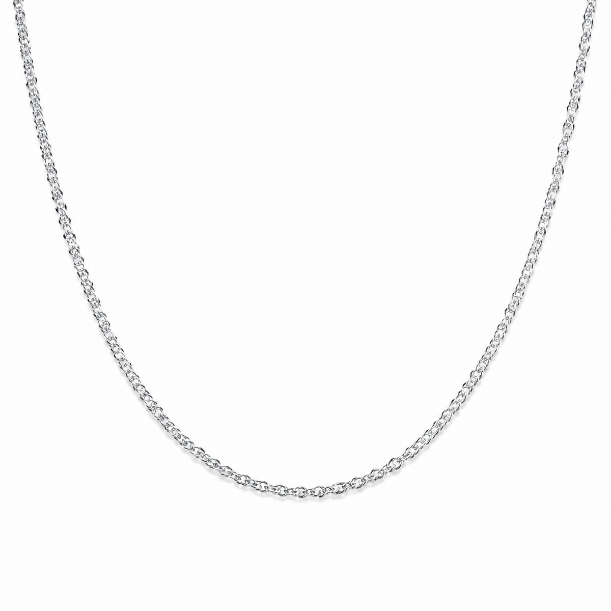 Fishbone Chain in Silver on a white background