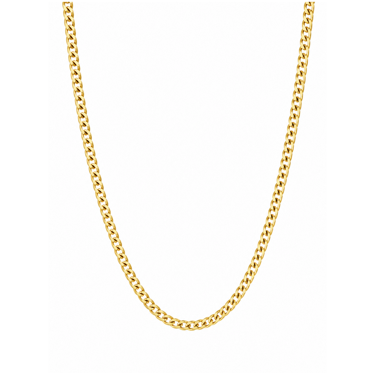 Flat Cuban Chain in Gold on a clean white background