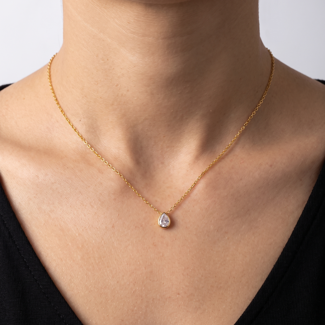 Halo Teardrop Chain worn close-up