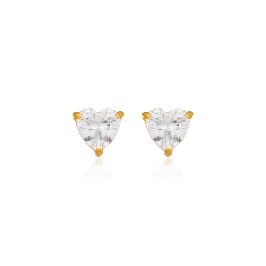 Heart Studs in gold on white