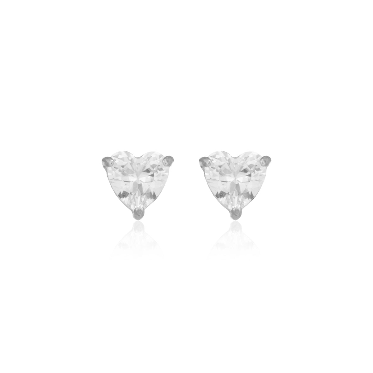 Heart Studs in silver on white