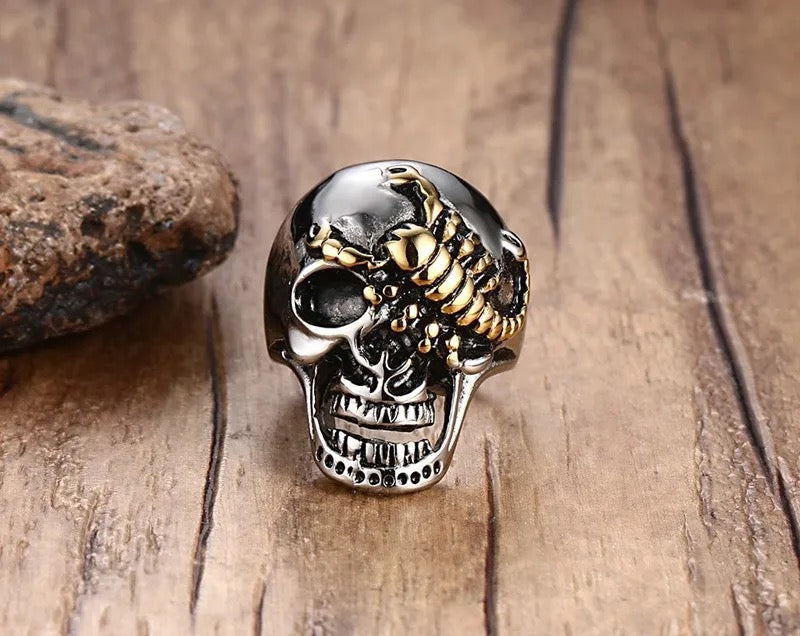 Scorpio skull ring