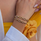 Lia Bracelet in gold, upper bracelet in a styled wrist stack