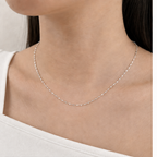 Mini Star Chain in Silver worn in a close-up model view