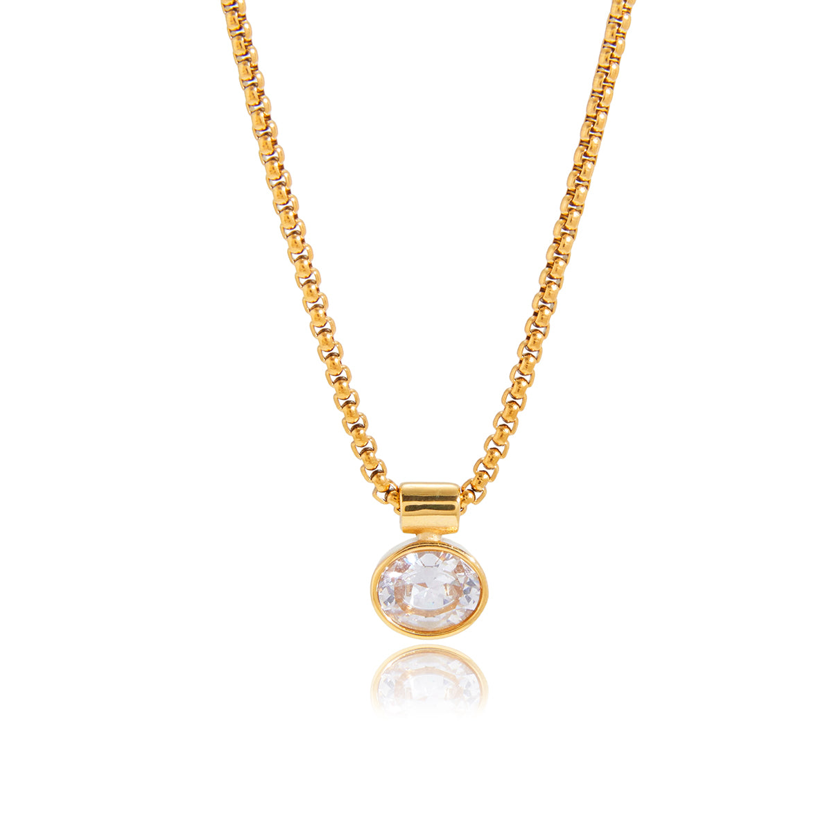 Miranda Chain gold pendant detail on white