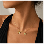 O-Shape Chain in Gold styled with two butterfly charms on a model