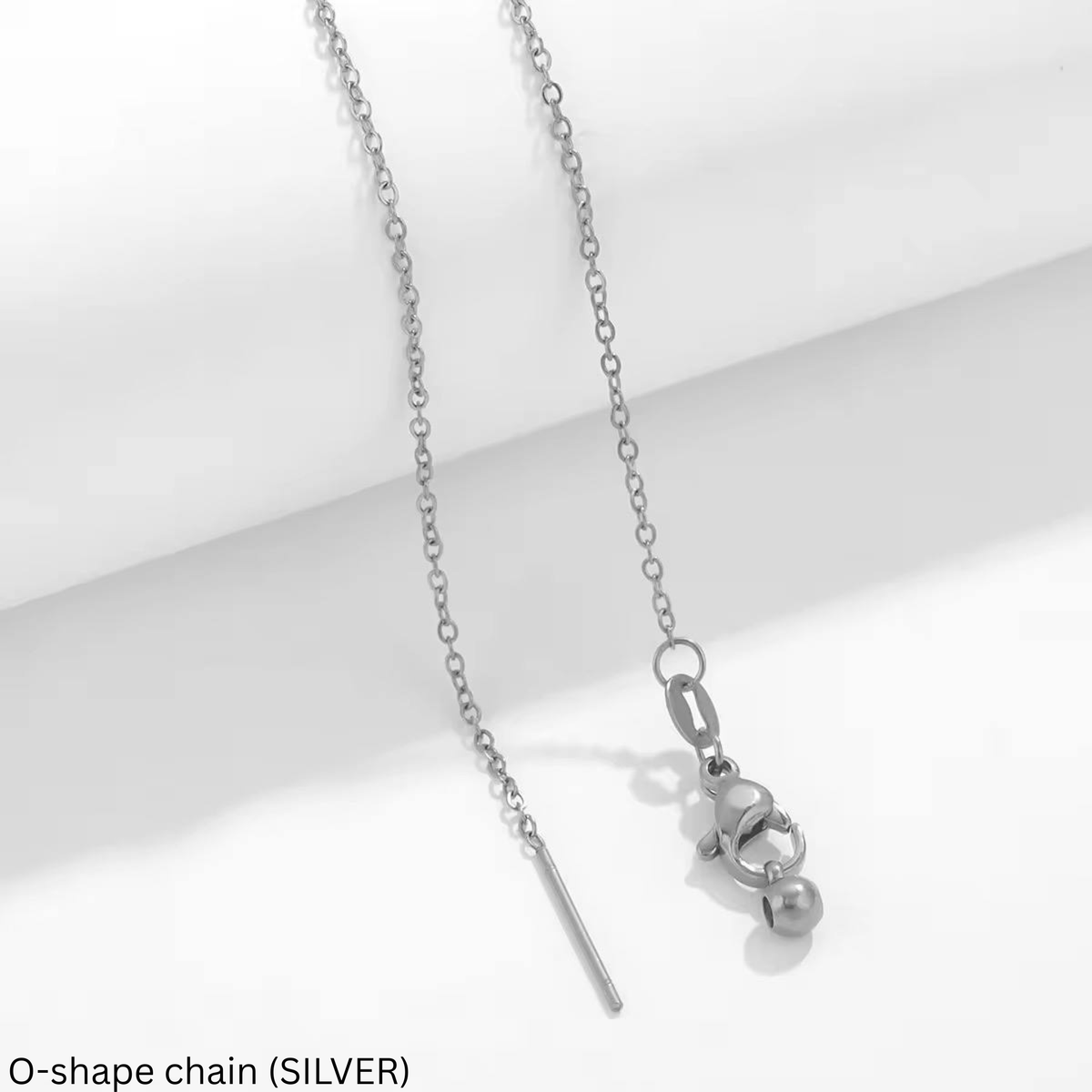 Silver O-Shape Chain on white background