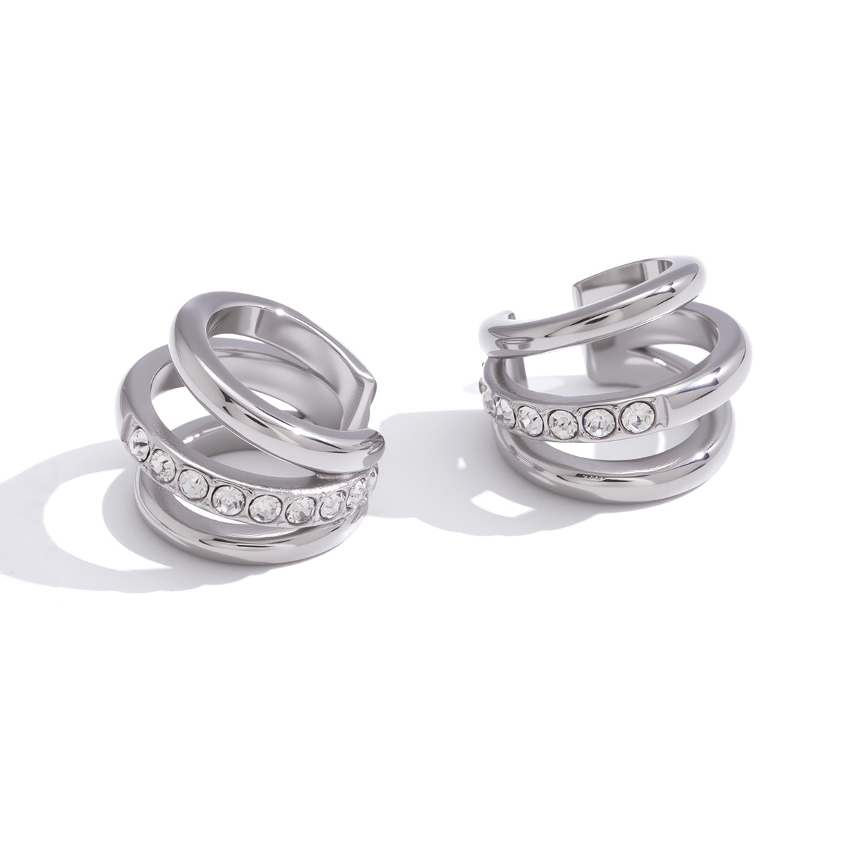 Rebel Ear Cuff in silver on white