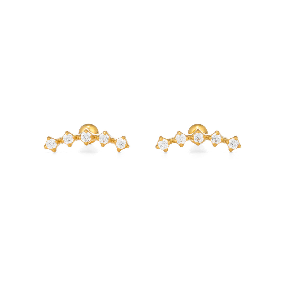 Shooting Star Studs in gold on white