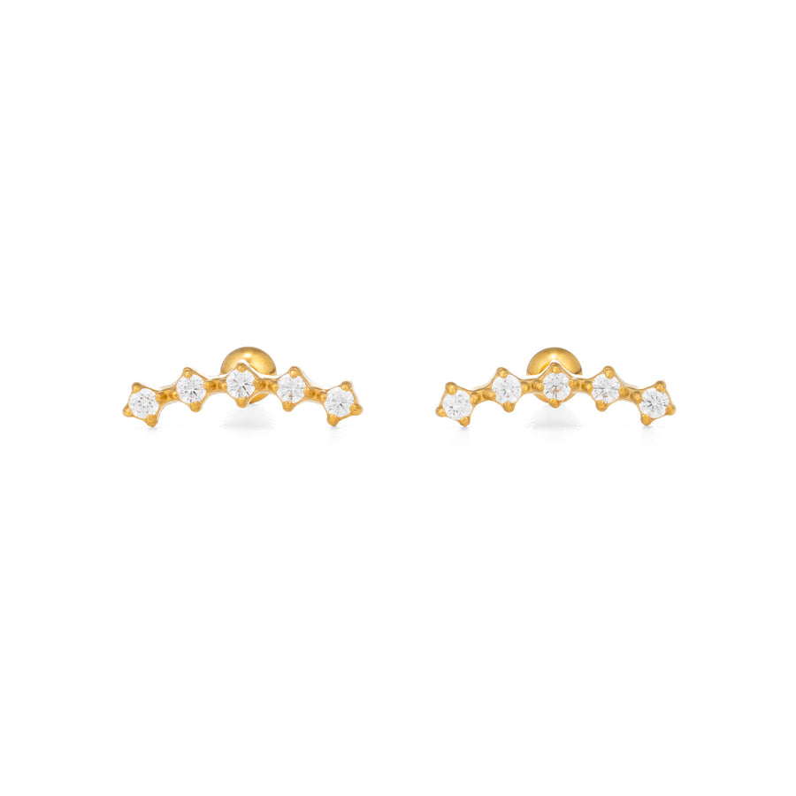 Shooting Star Studs in gold on white