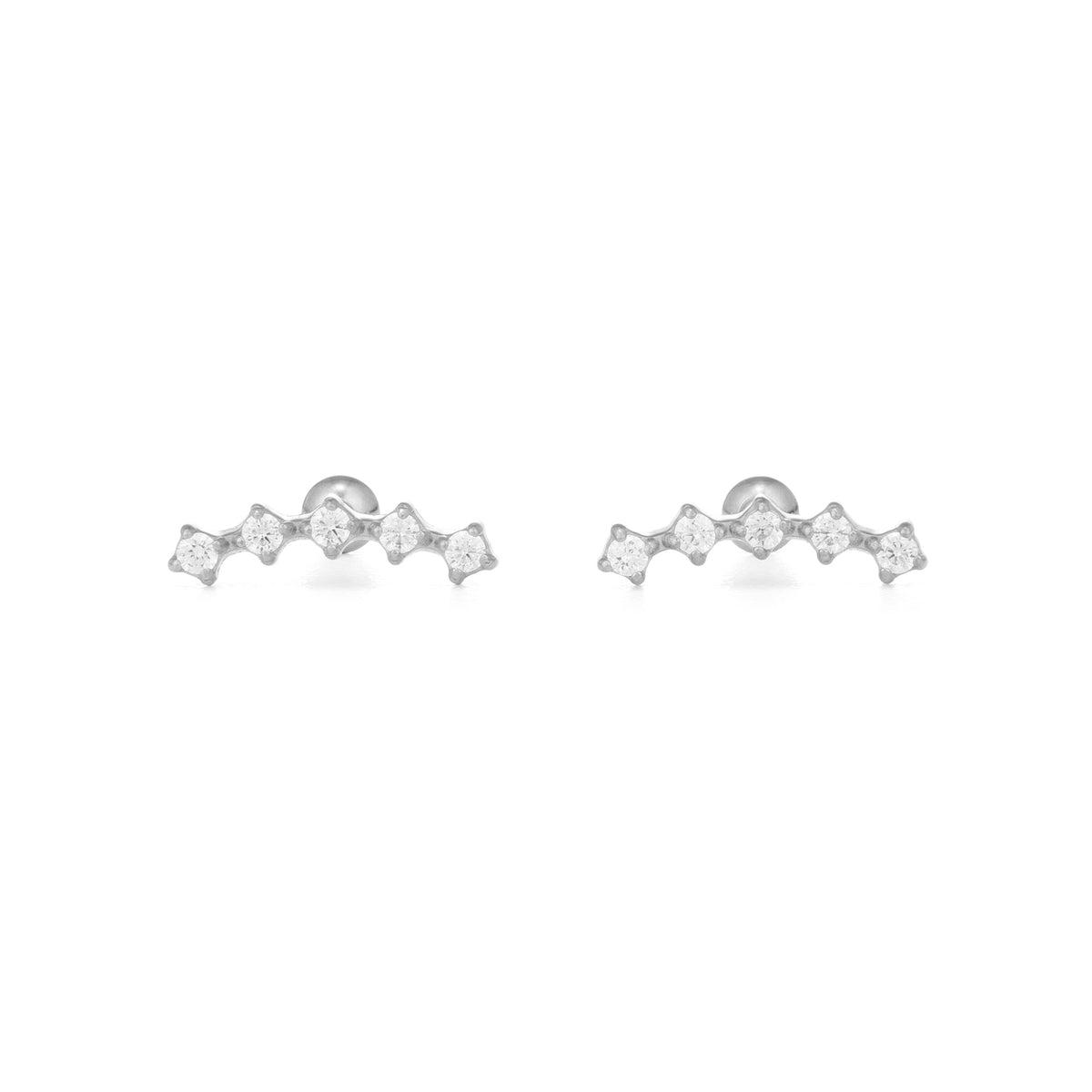 Shooting Star Studs in silver on white