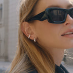 Sol Ear Cuff in silver worn in a wider view