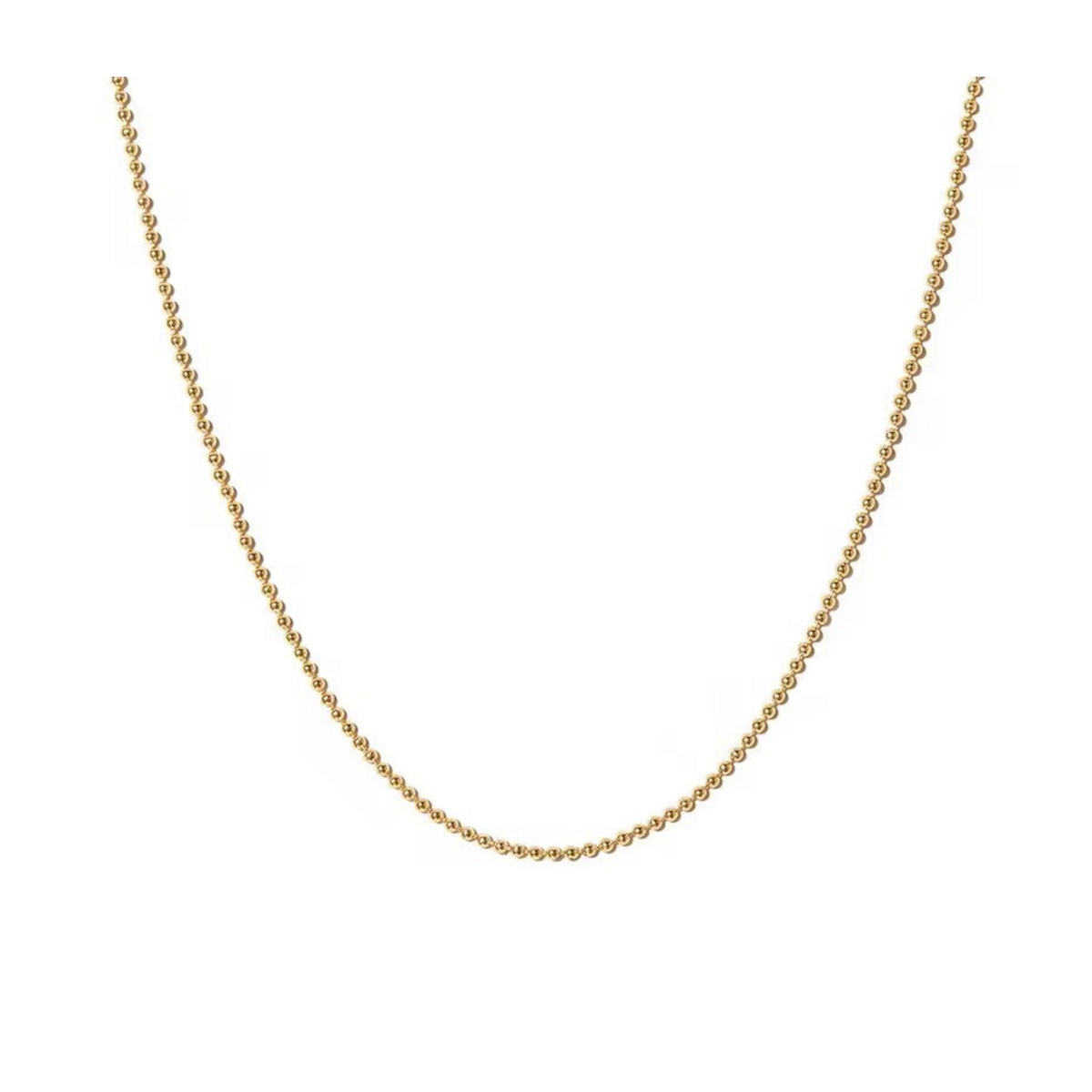 Thin Bead Chain in Gold on a clean white background