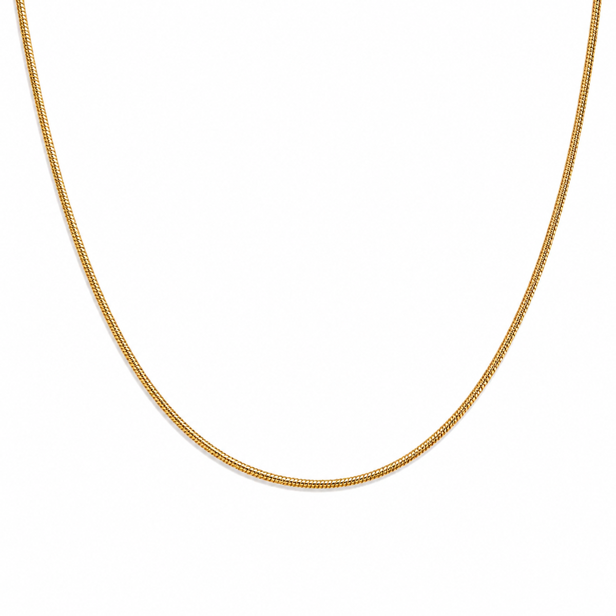 Thin Snake Chain in Gold on a white background
