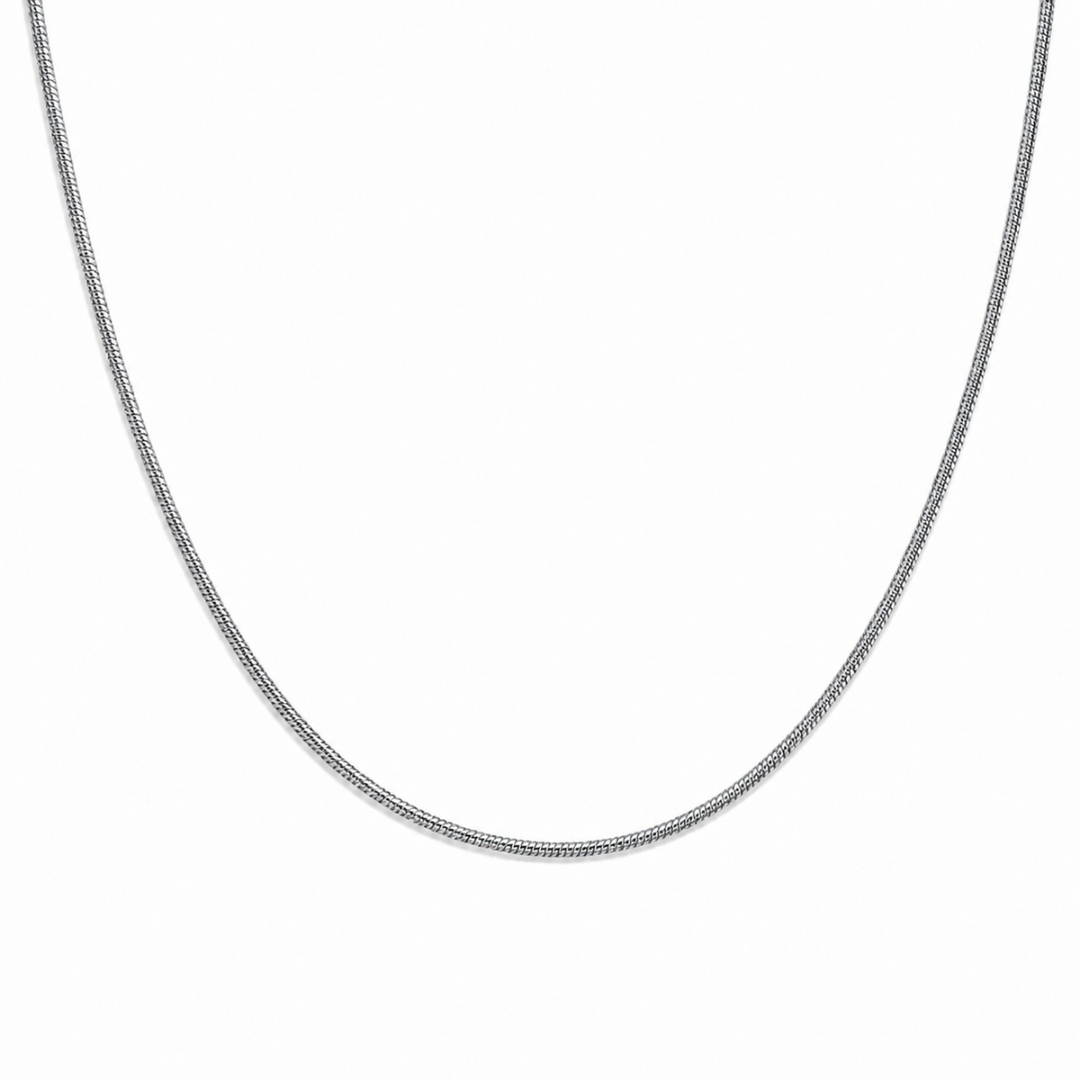 Thin Snake Chain in Silver on a white background
