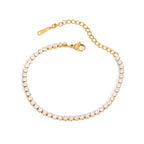 Thin Tennis Bracelet in gold on white