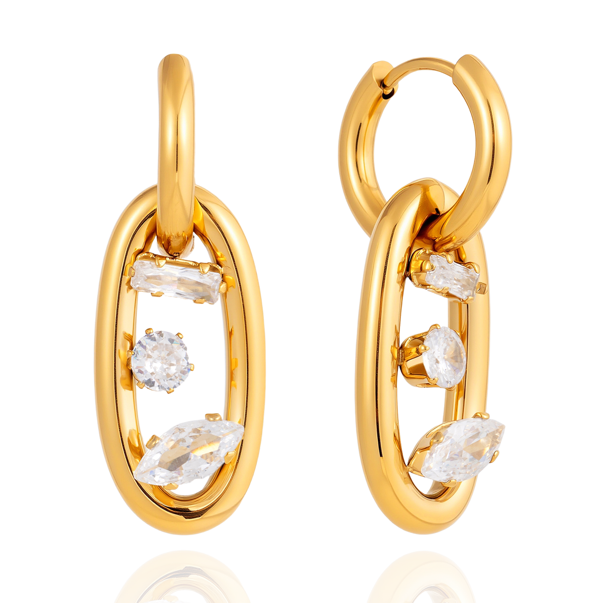 Trio Earrings in gold on white