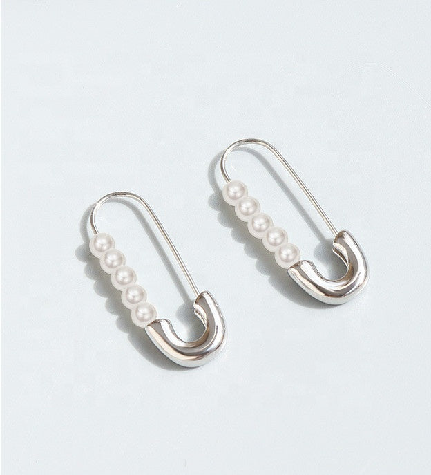 Pearl paperclip hoops