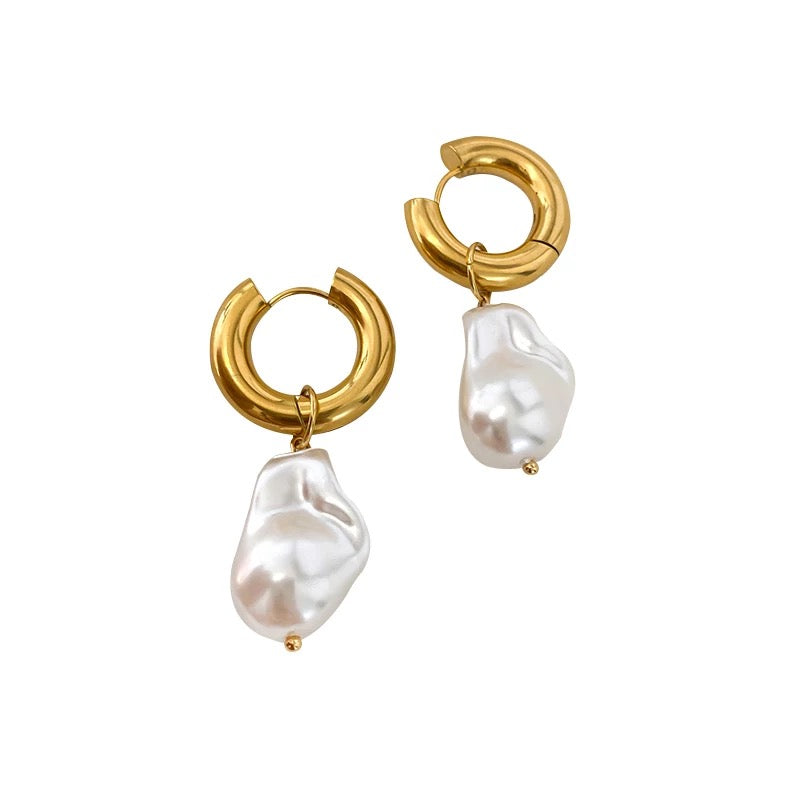 Freshwater pearl hoops