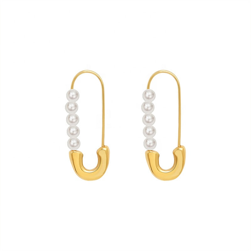 Pearl paperclip hoops