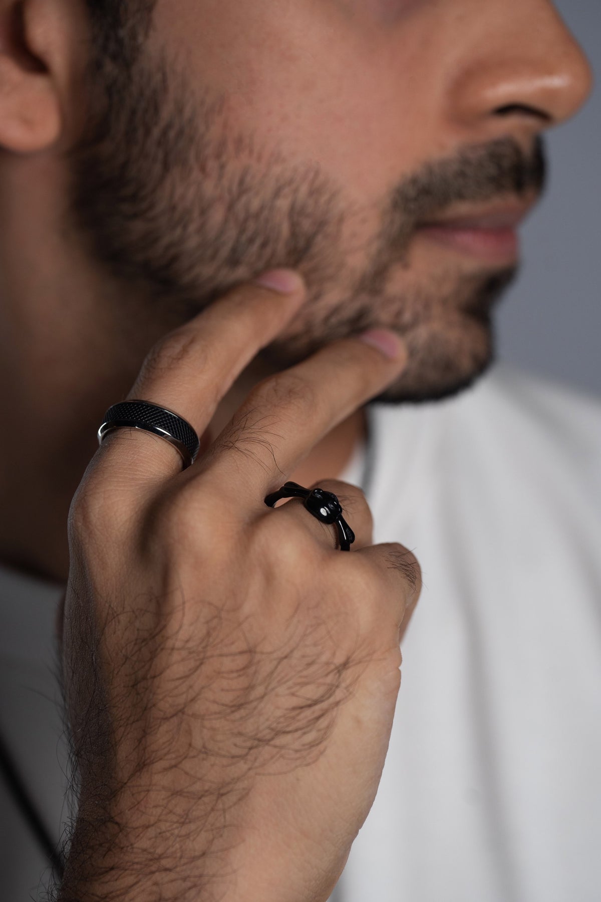 Black leather ring