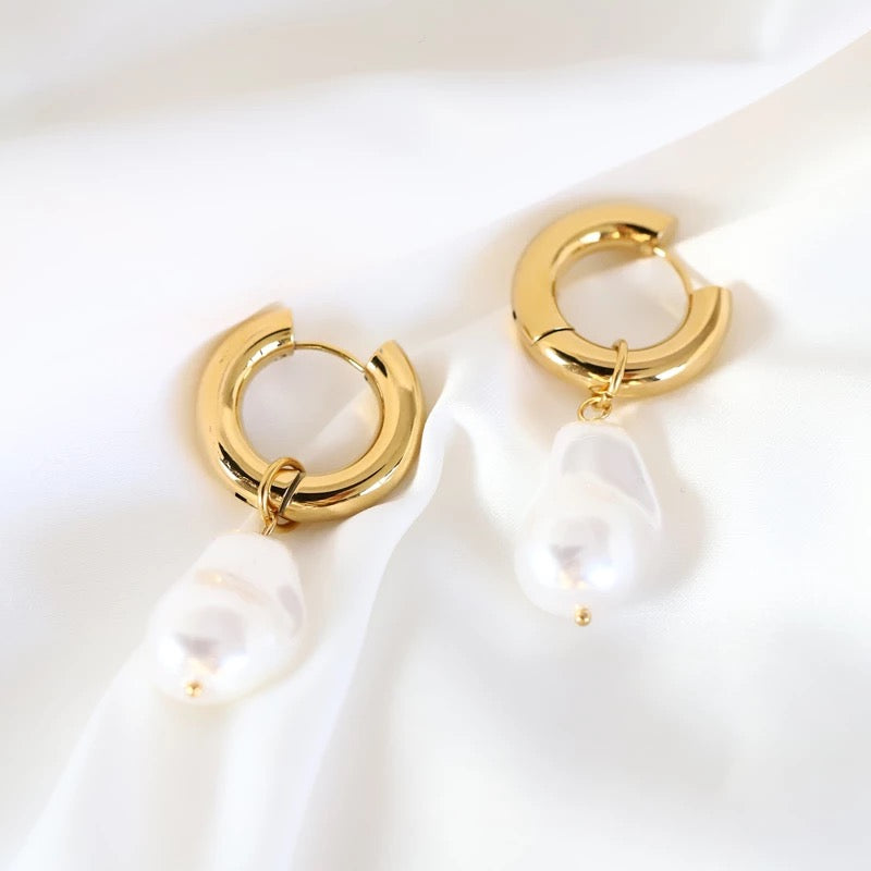 Freshwater pearl hoops