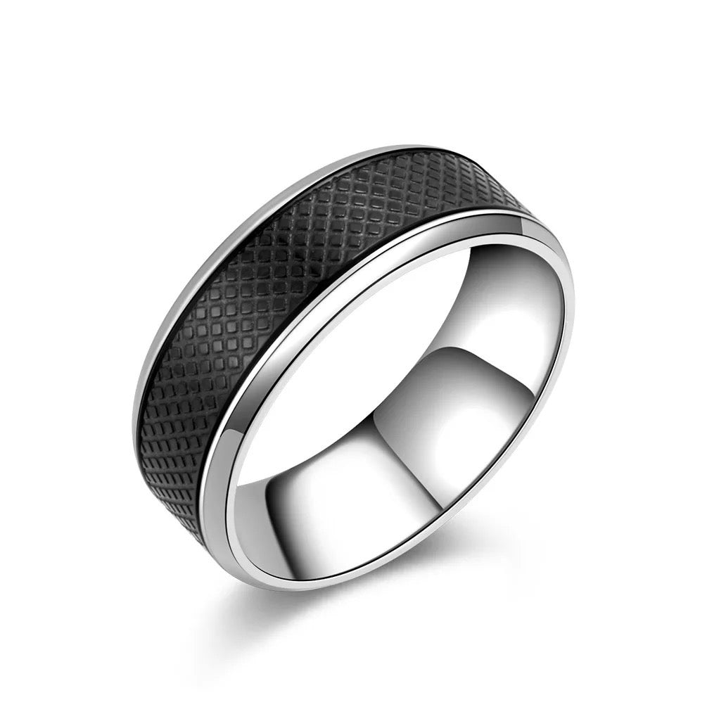 Black leather ring